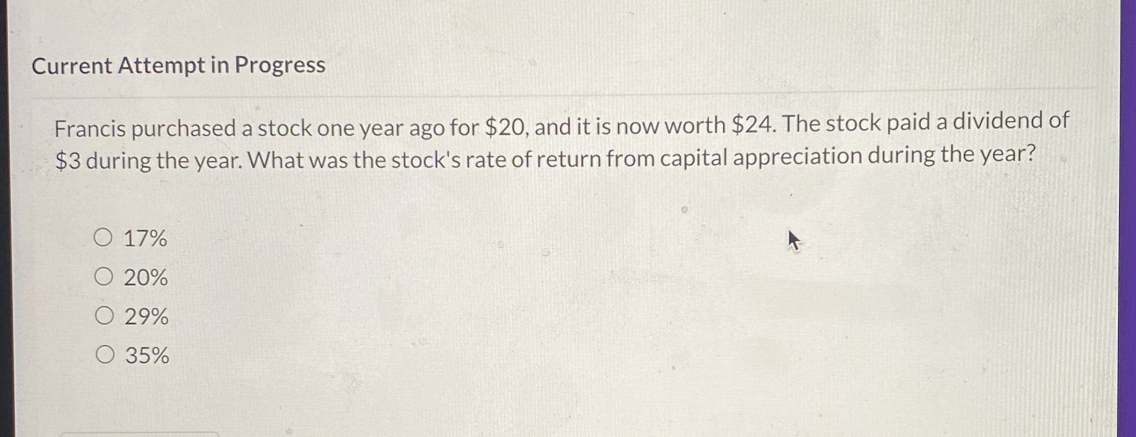 Current Attempt in Progress Francis purchased a