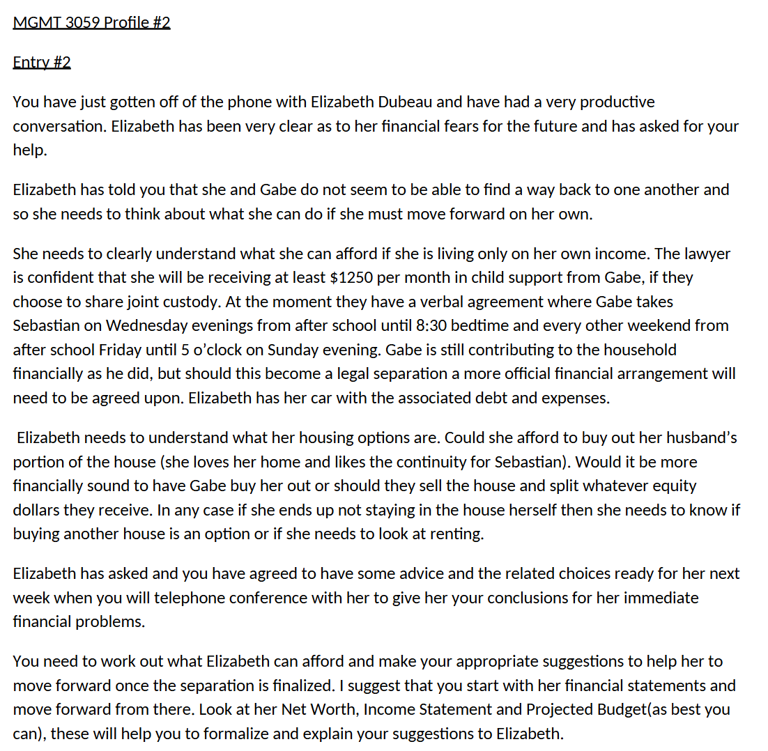 CLIENT PROFILE # 1 MGMT 3059 Case Study This case