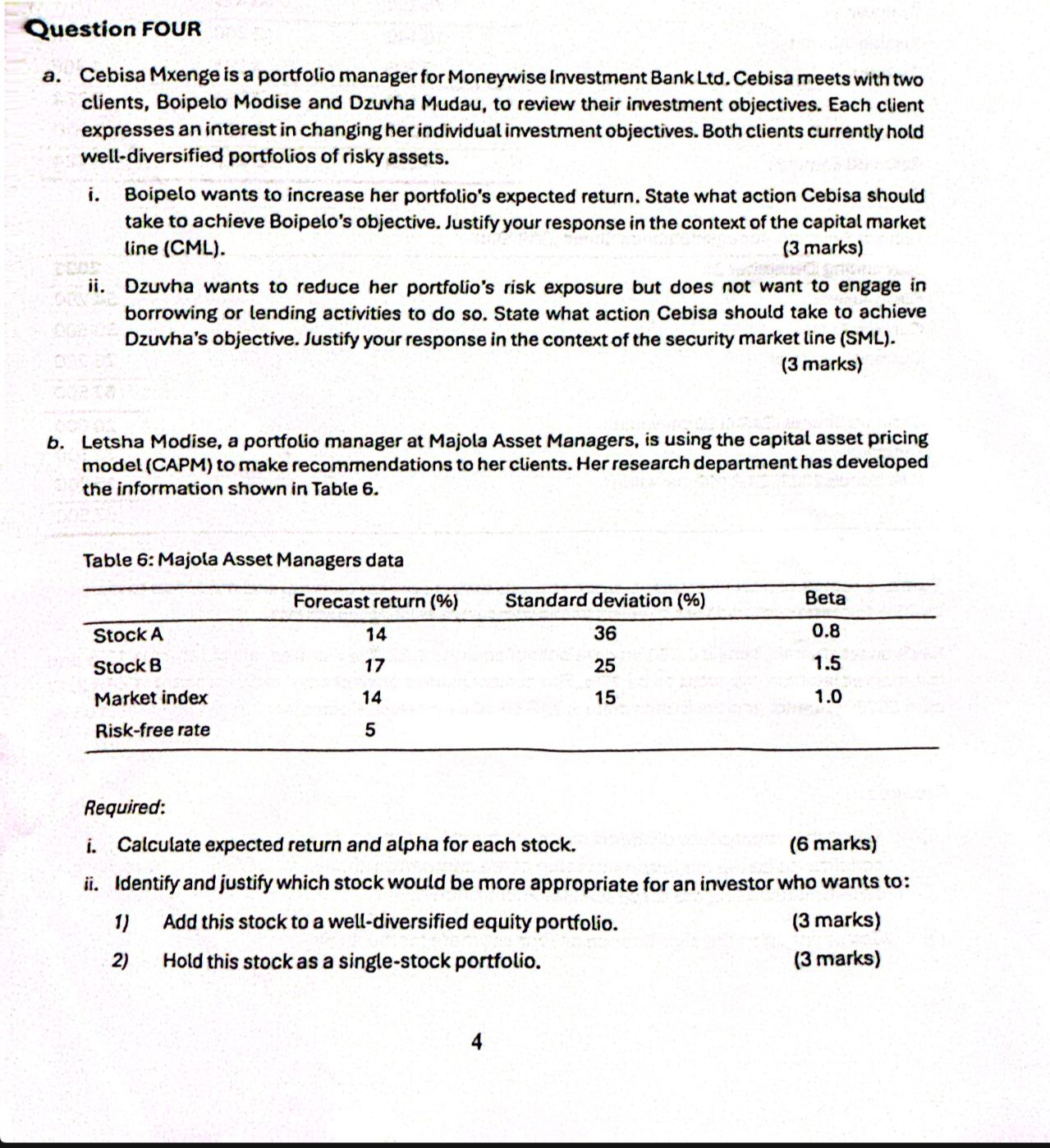 Question FOUR a . Cebisa Mxenge is a portfolio