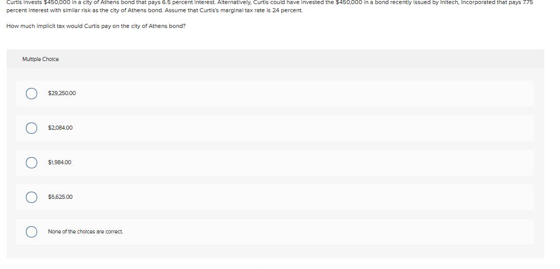 percent interest with similar risk as the city of
