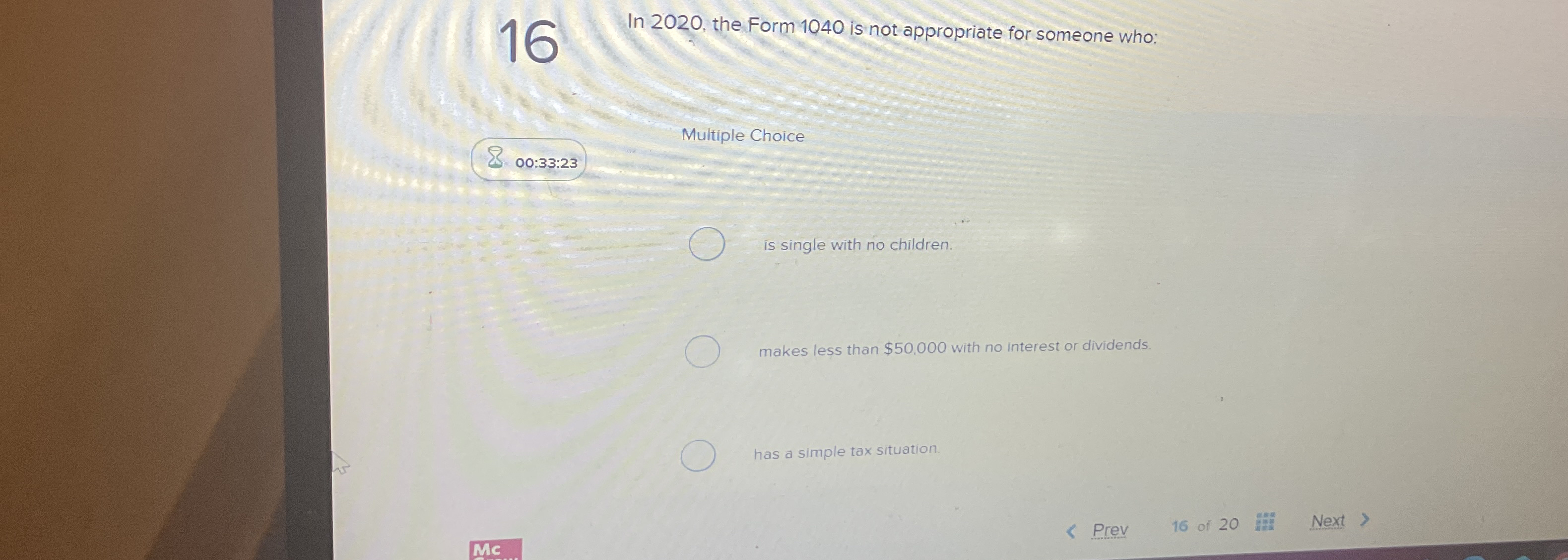 1 6 In 2 0 2 0 , the Form 1 0 4 0 is not