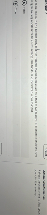 IPoint he required return on a bond is likely to