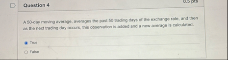 Question 4 A 5 0 - day moving average, averages