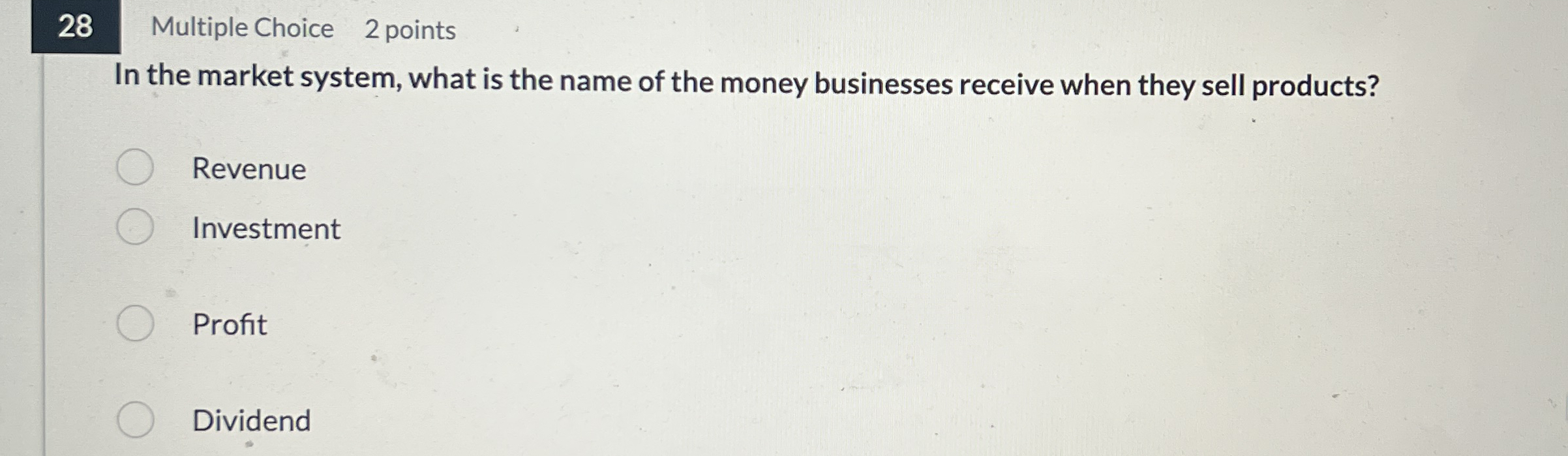 2 8 Multiple Choice 2 points In the market