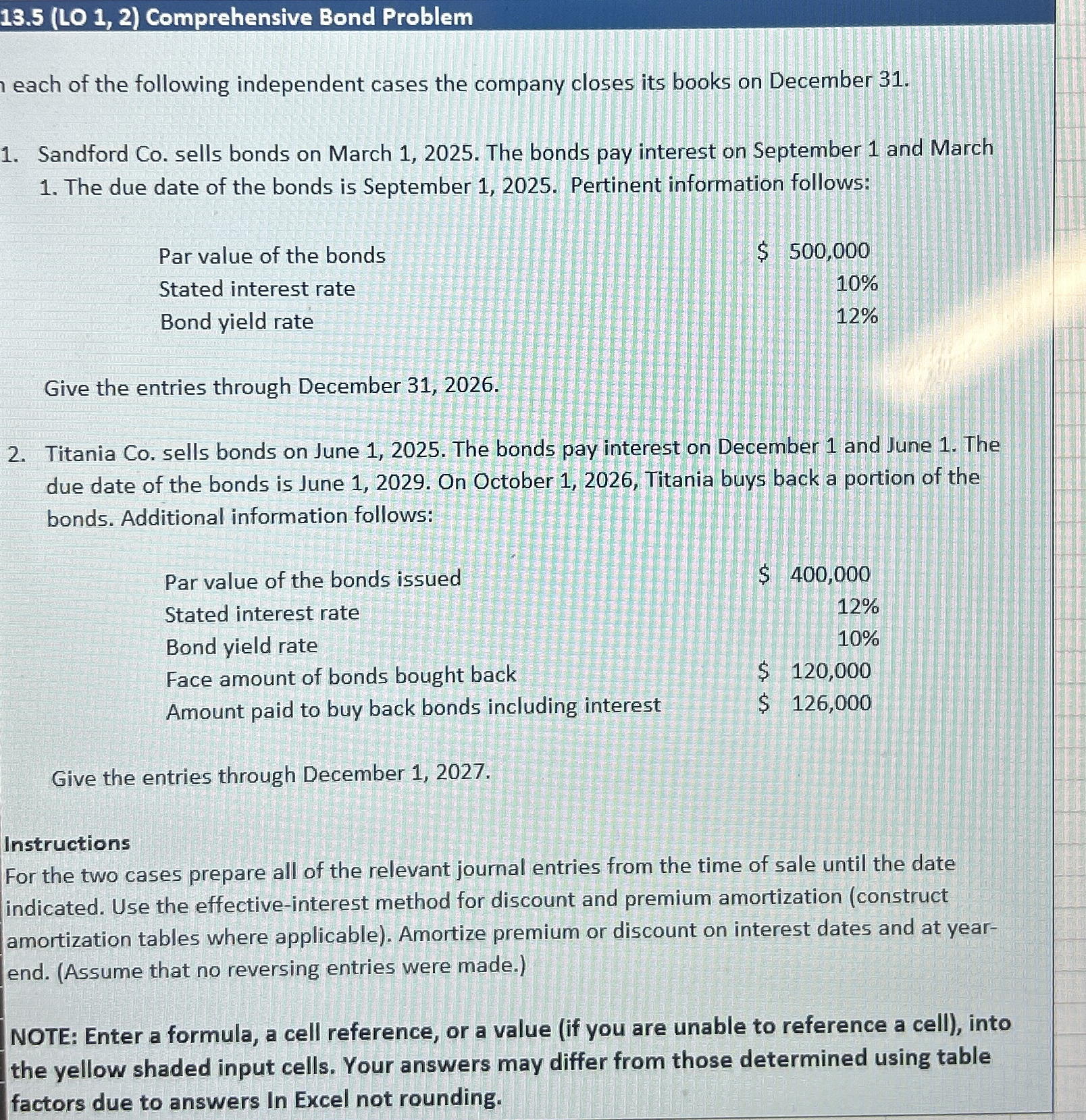 1 3 . 5 ( LO 1 , 2 ) Comprehensive Bond Problem