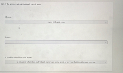 Select the appropriate definition for cach term