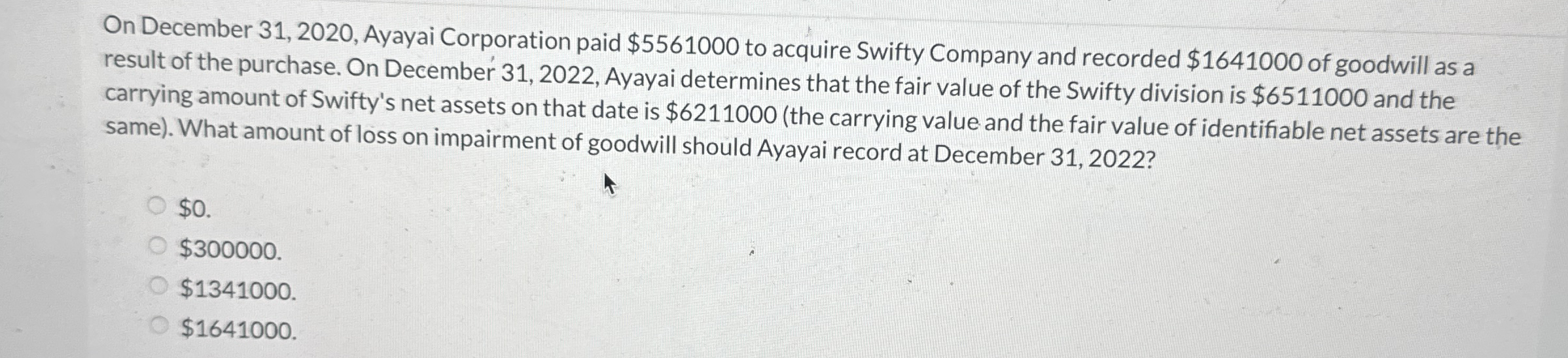 On December 3 1 , 2 0 2 0 , Ayayai Corporation