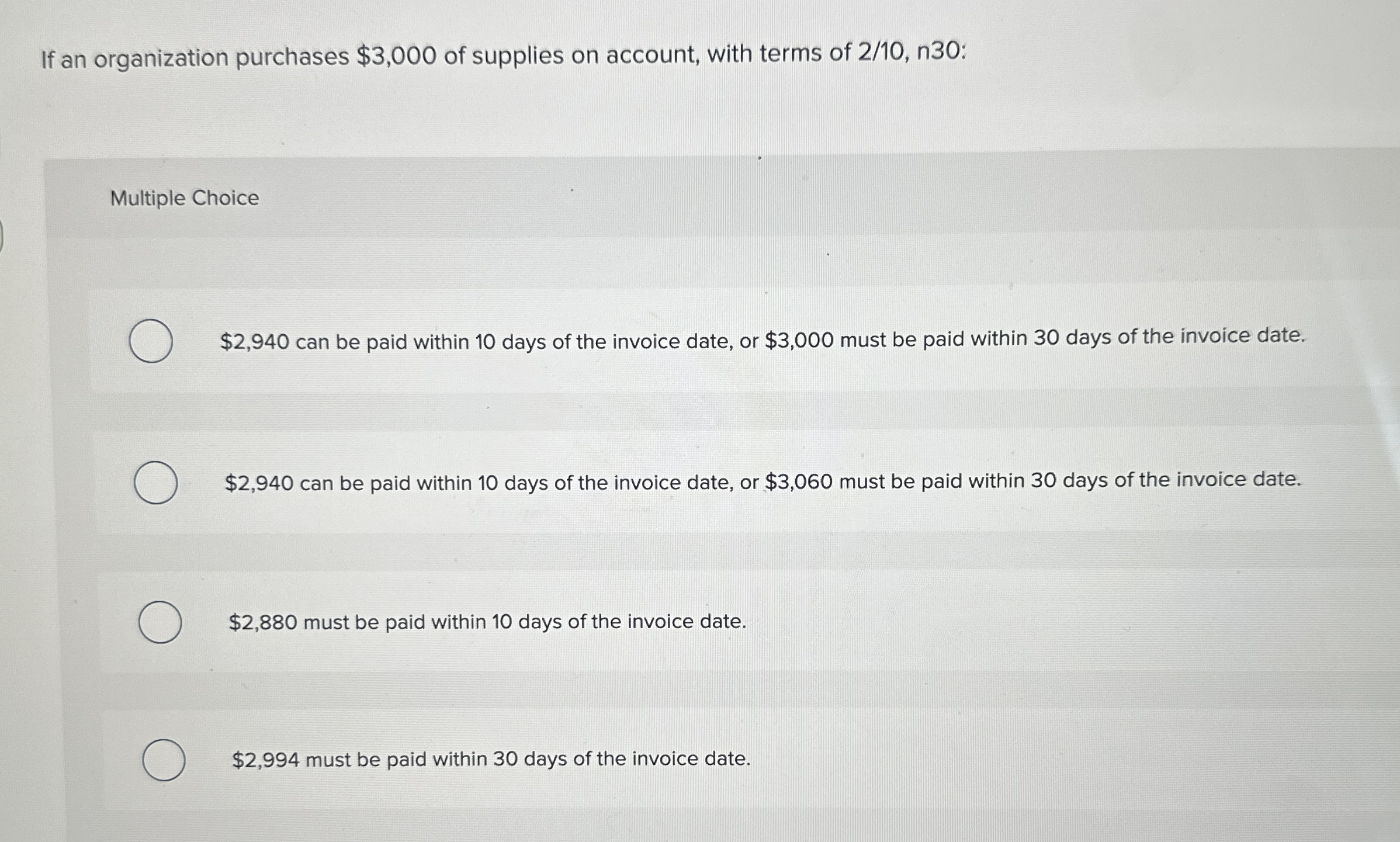 If an organization purchases $ 3 , 0 0 0 of