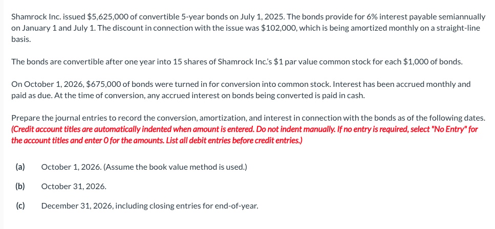 Shamrock Inc. issued \ $ 5 , 6 2 5 , 0 0 0 of