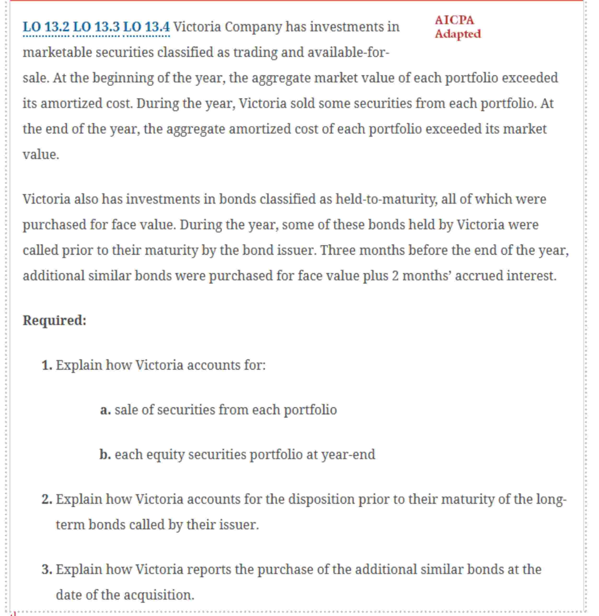 LO 1 3 . 2 LO 1 3 . 3 LO 1 3 . 4 Victoria Company