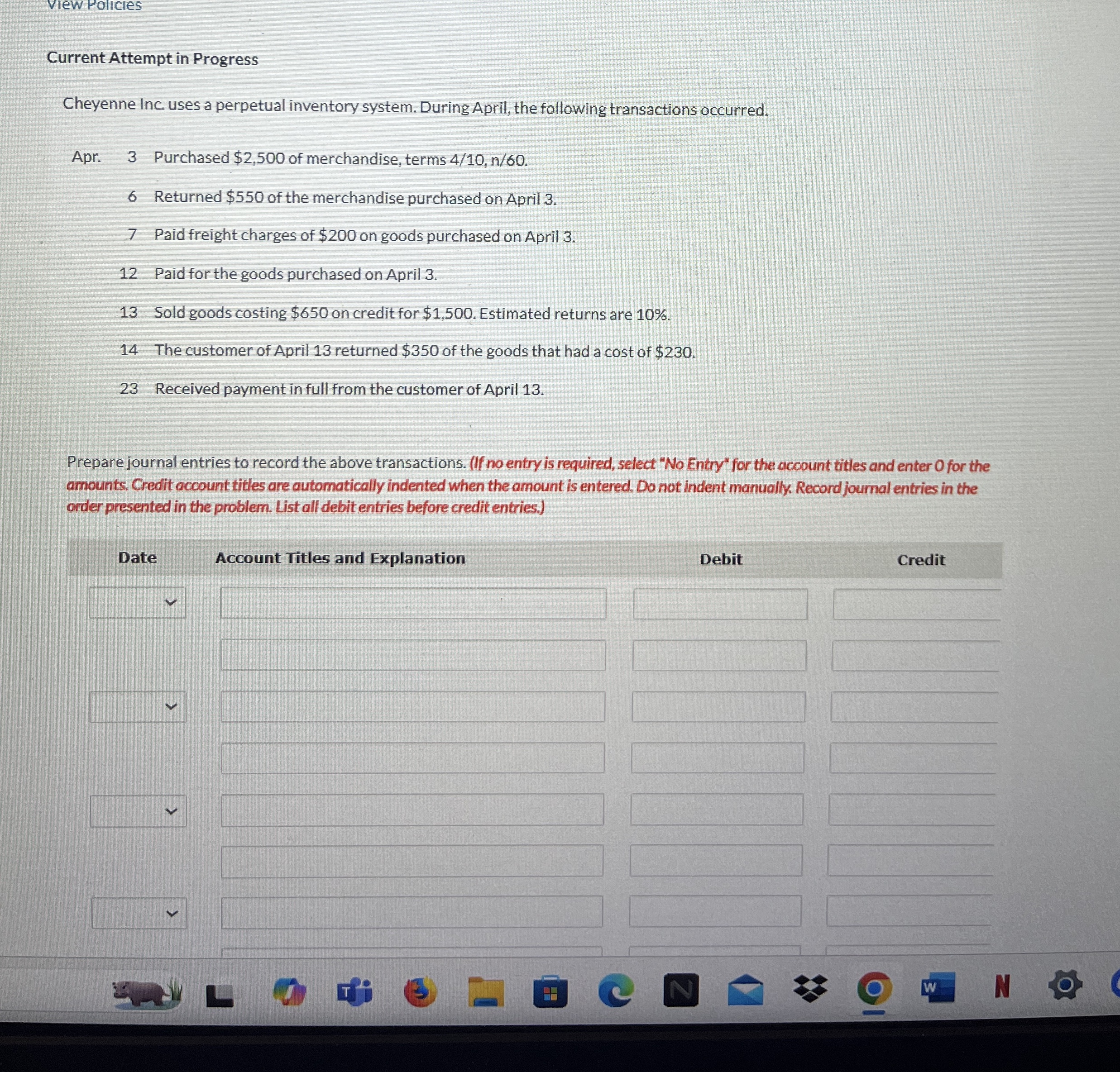view Policles Current Attempt in Progress