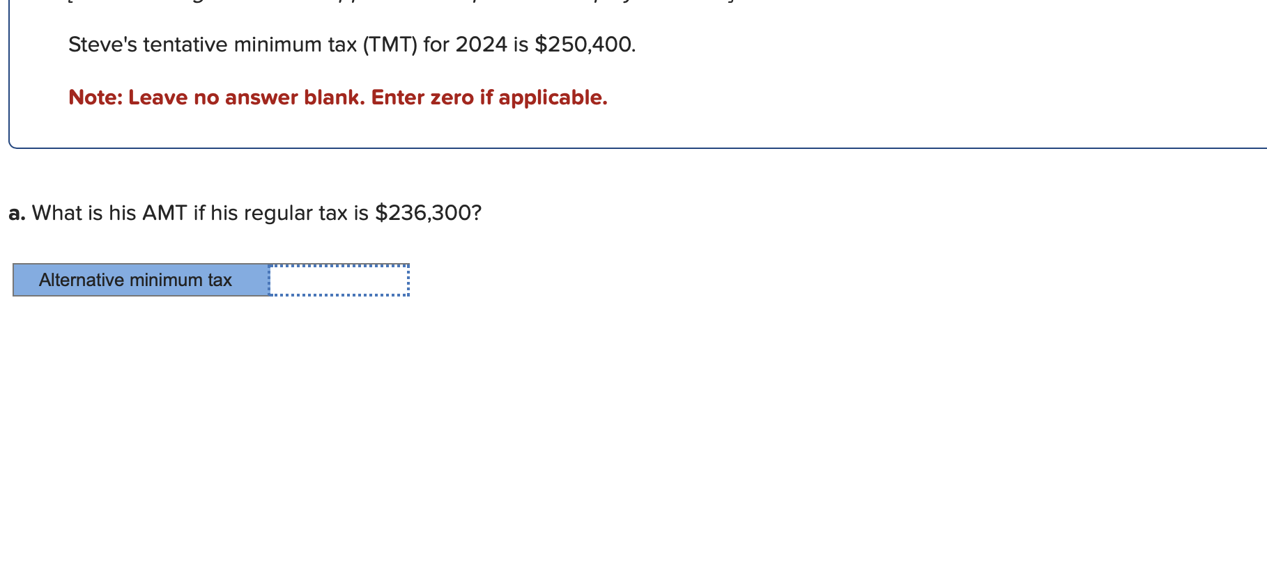 Steve's tentative minimum tax ( TMT ) for 2 0 2 4