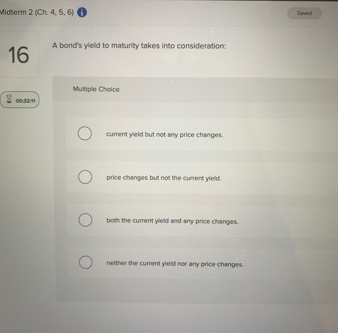 Midterm 2 (Ch. 4, 5, 6) i Saved 15 What price