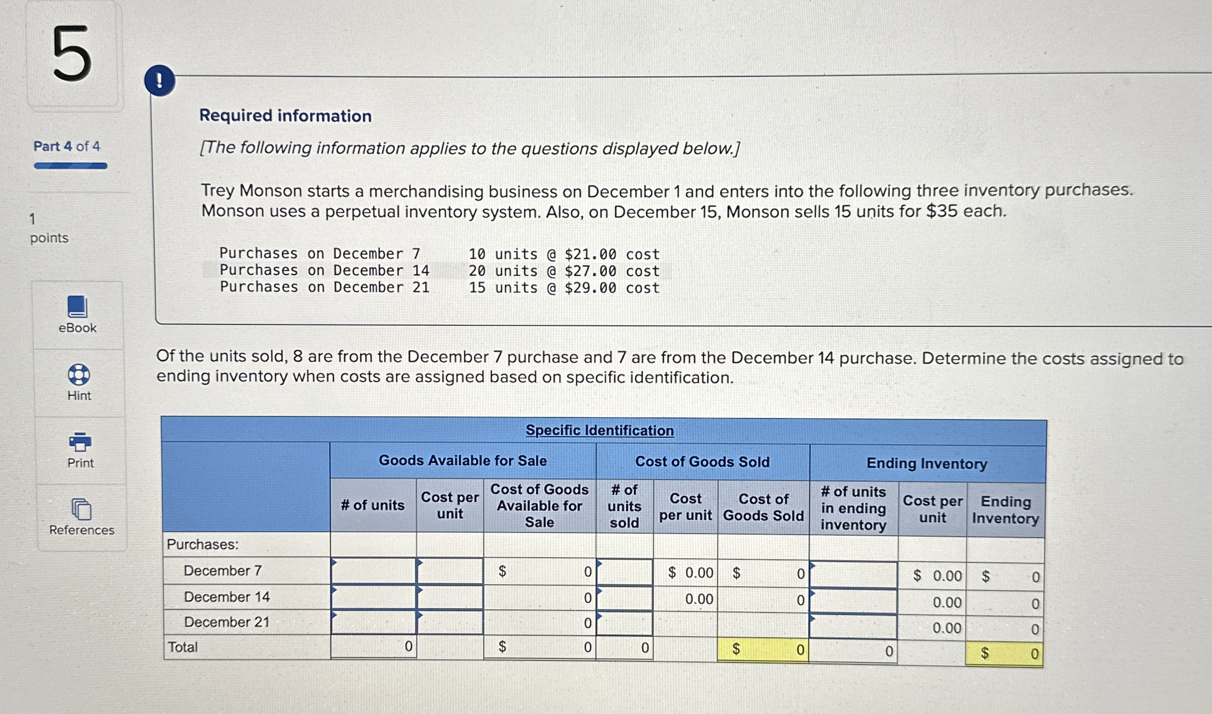 Required information Part 4 of 4 1 points eBook [