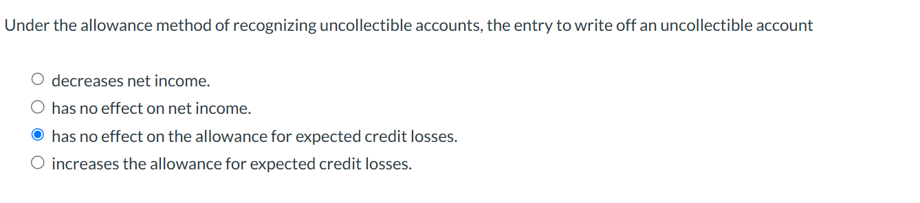 Under the allowance method of recognizing