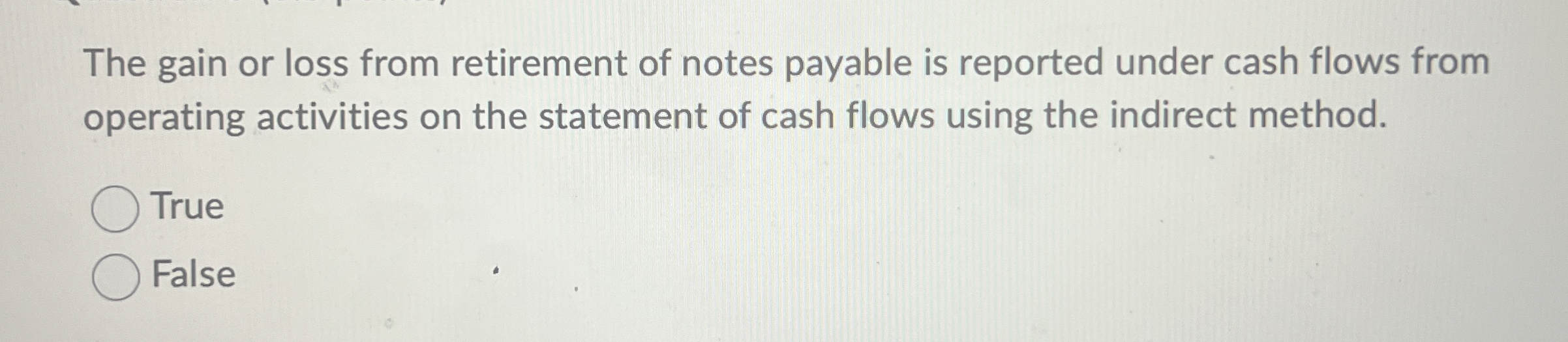 The gain or loss from retirement of notes payable