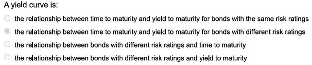 A yield curve is: a . the relationship between