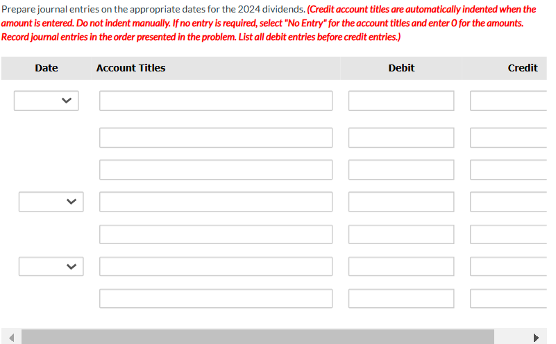 Prepare journal entries on the appropriate dates