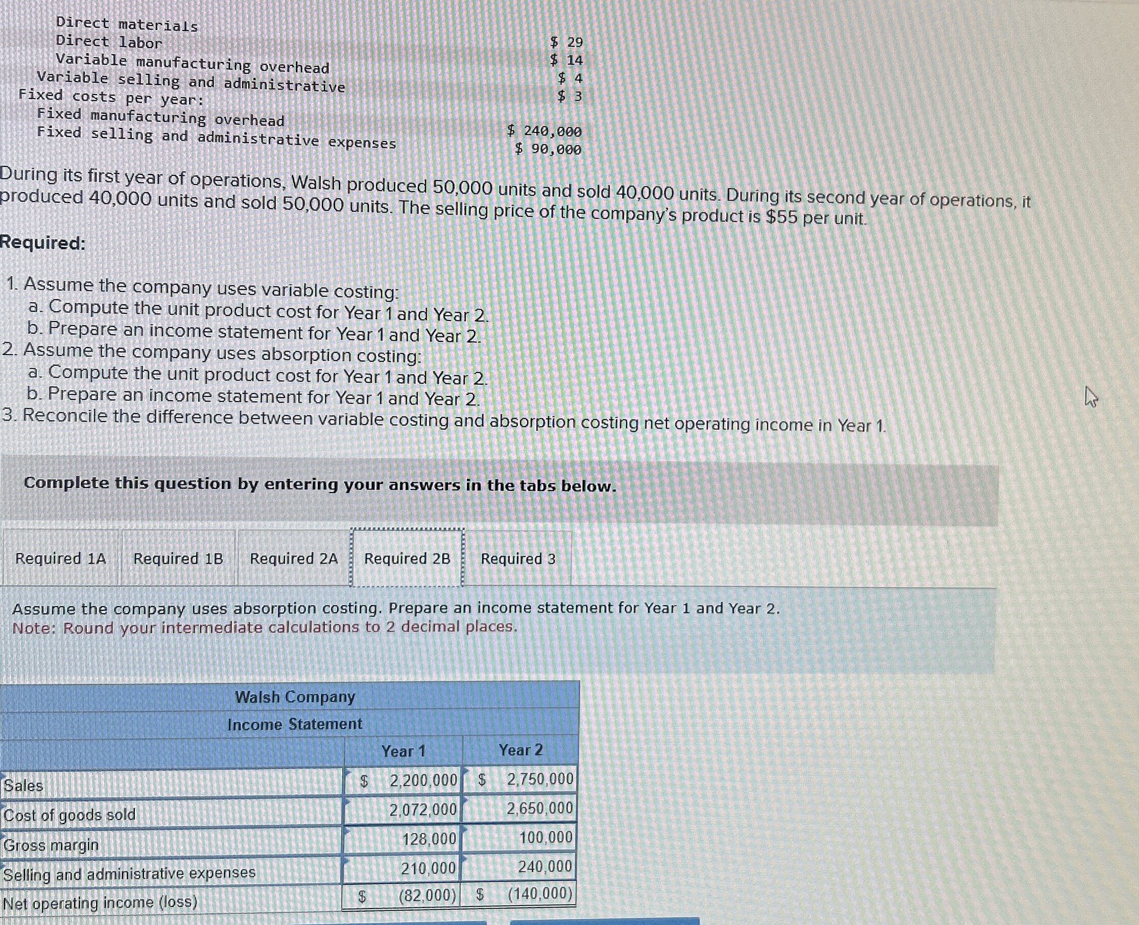 Direct materials Direct labor Variable