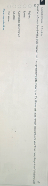 6 Multiple Choice 1 . 5 points Consider a 5 -