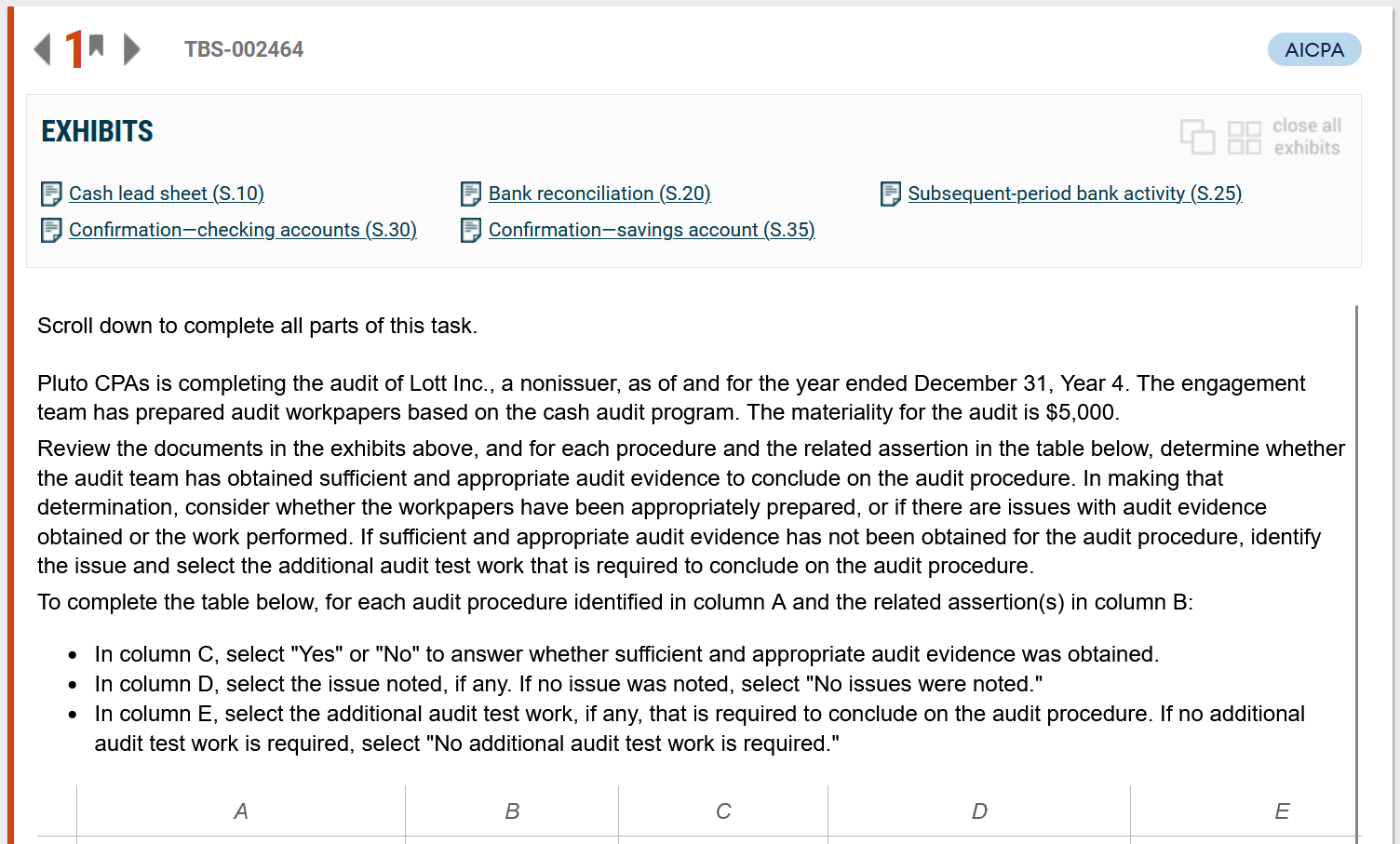 Scroll down to complete all parts of this task.