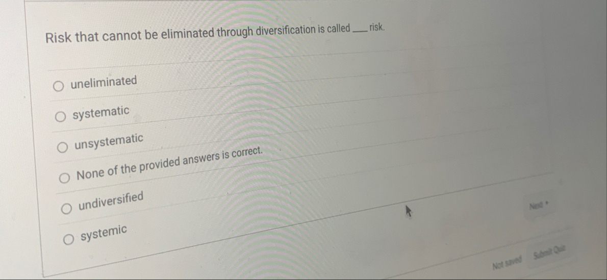 Risk that cannot be eliminated through