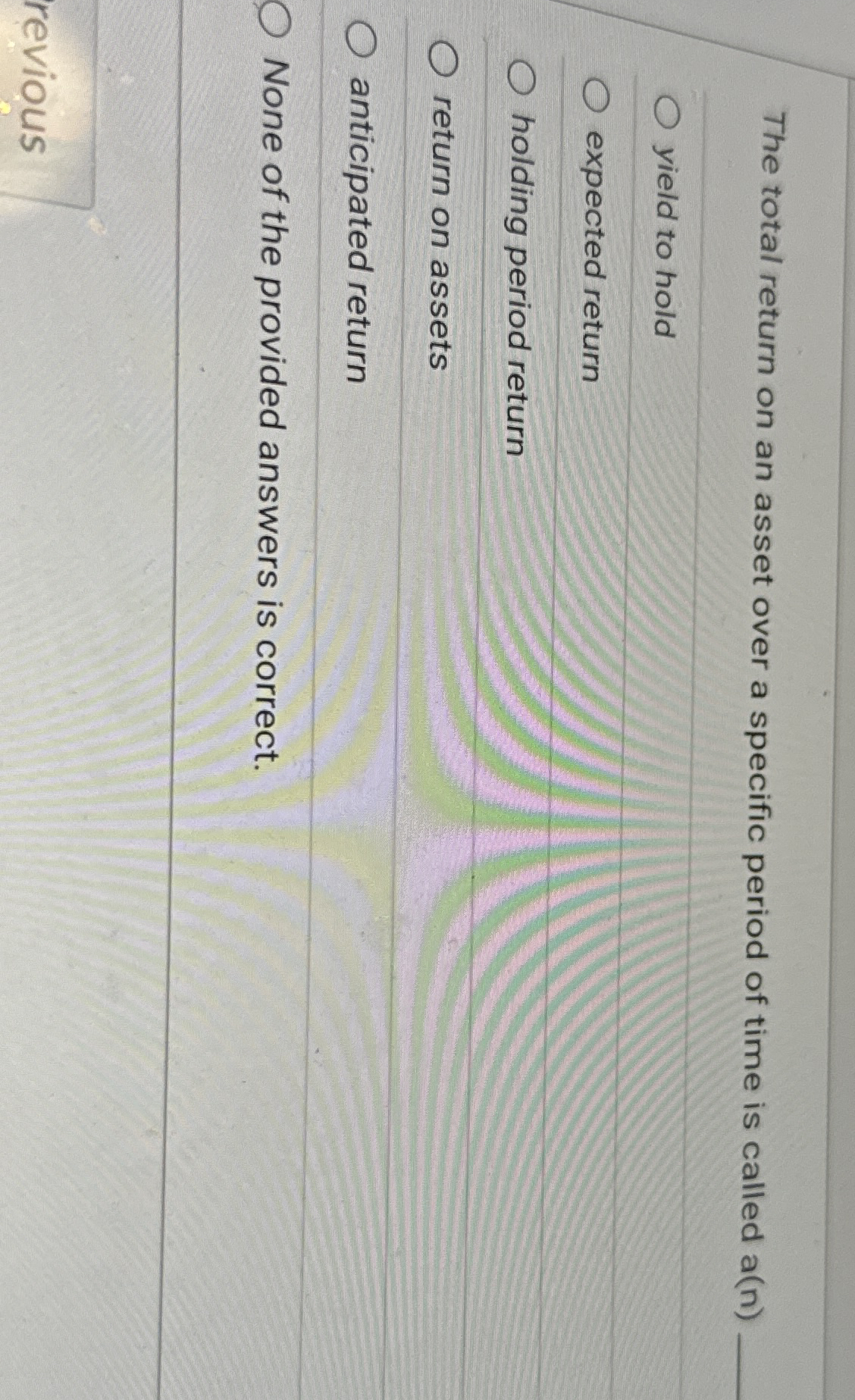 The total return on an asset over a specific