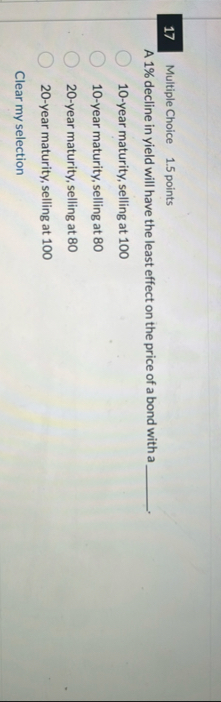 1 7 Multiple Choice 1 . 5 points A 1 % decline in