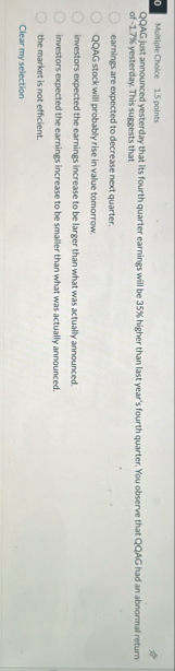 Multiple Choice 1 . 5 points QQAG just announced