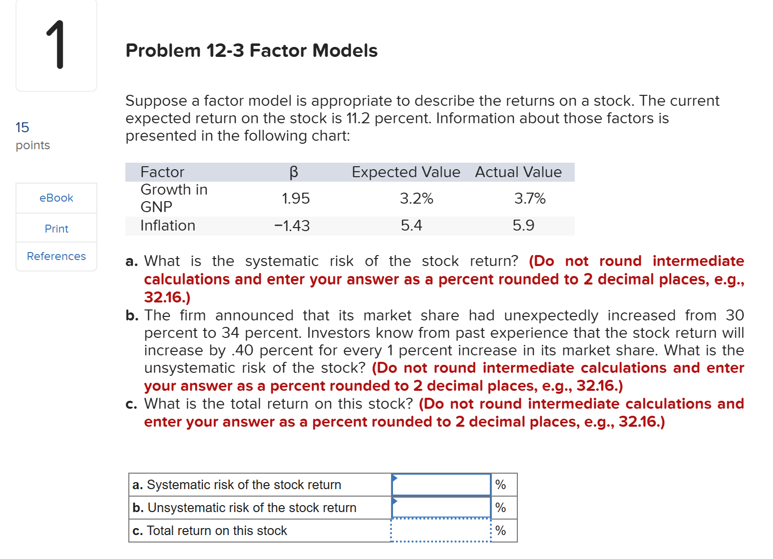 1 Problem 12-3 Factor Models Suppose a factor