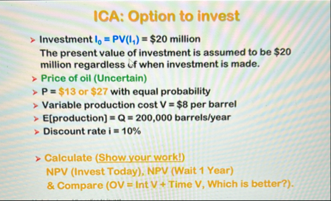 ICA: Option to invest  style=