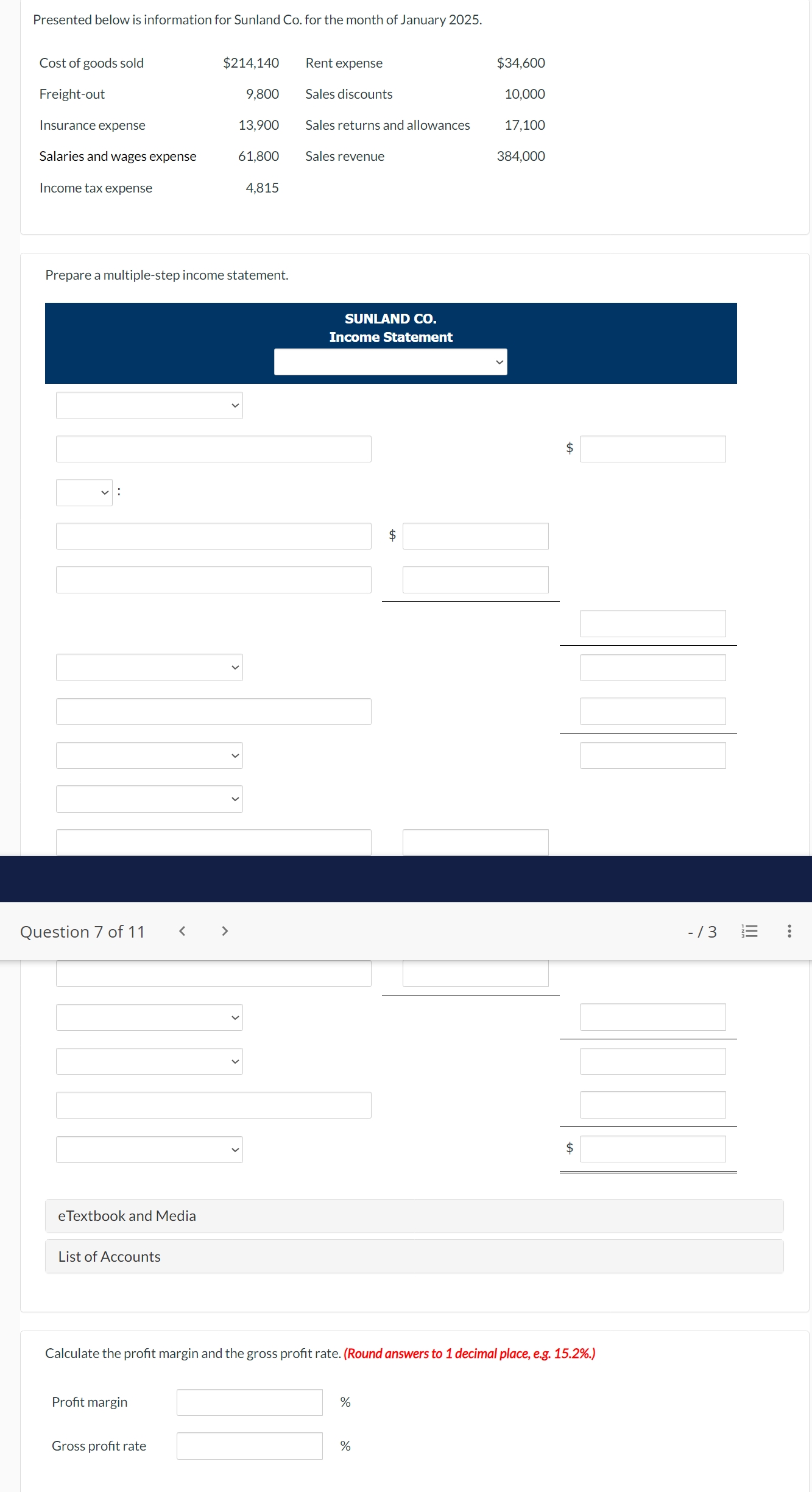 eTextbook and Media List of Accounts Calculate
