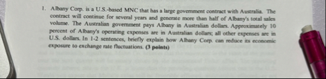 Albany Corp. is a U . S . - based MNC that has a