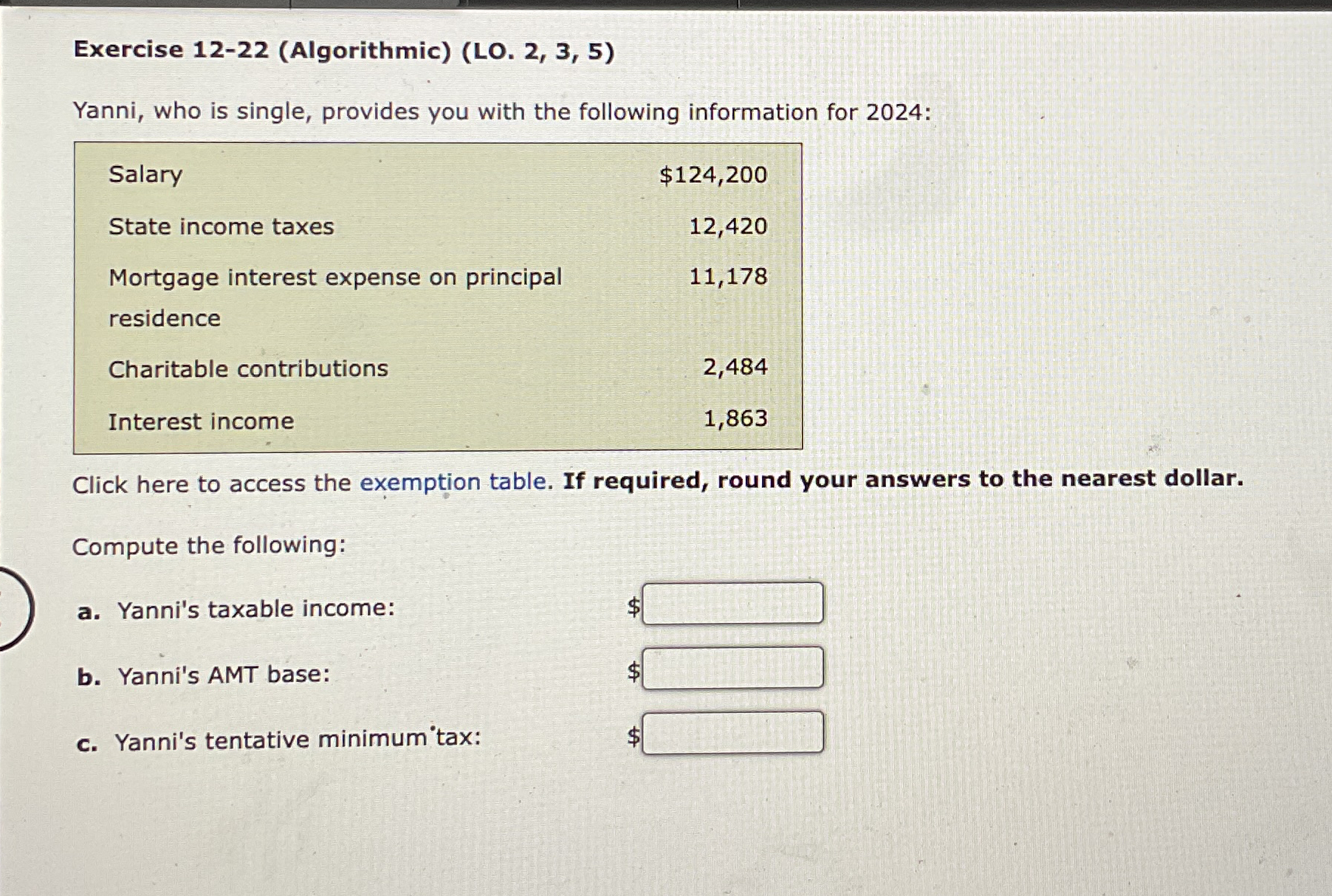 Exercise 1 2 - 2 2 ( Algorithmic ) ( LO . 2 , 3 ,