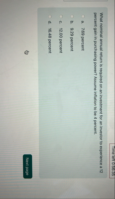 Time left 0 : 5 6 : 3 5 What nominal annual