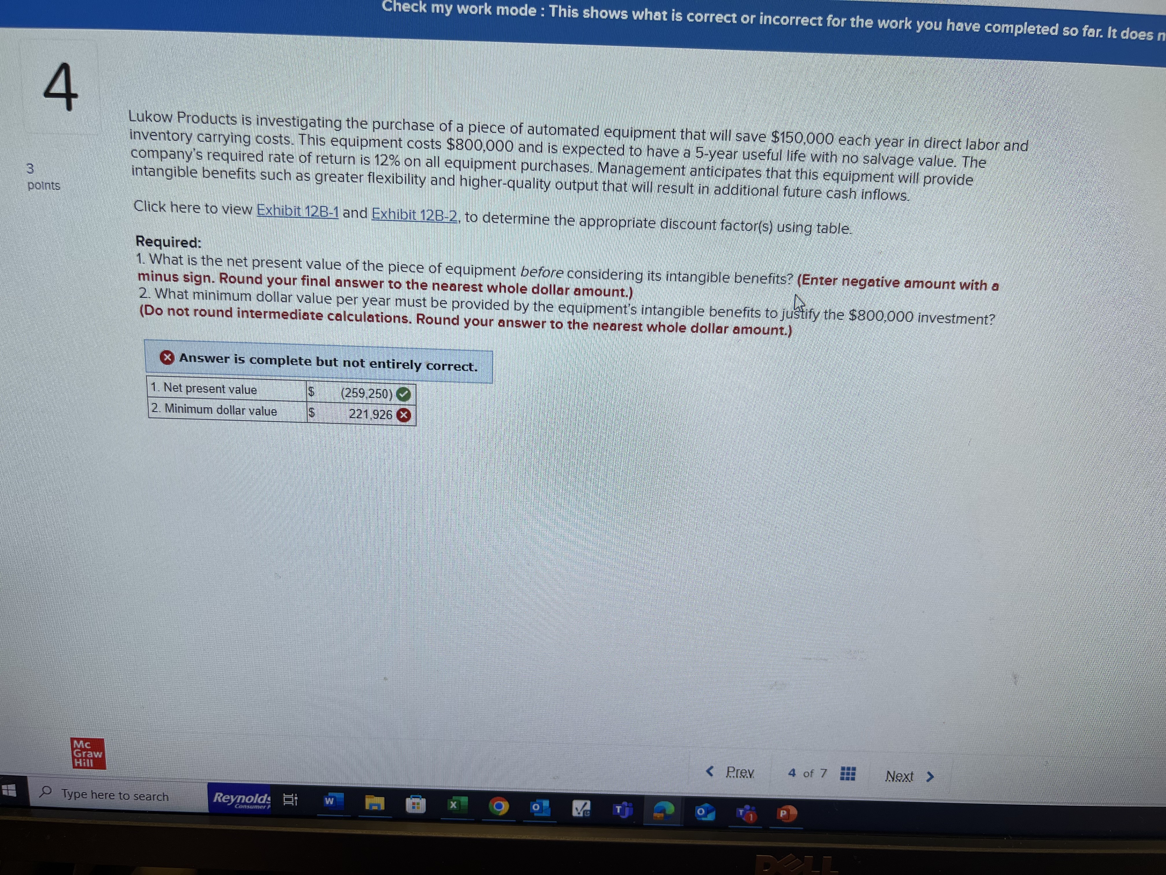 Check my work mode : This shows what is correct