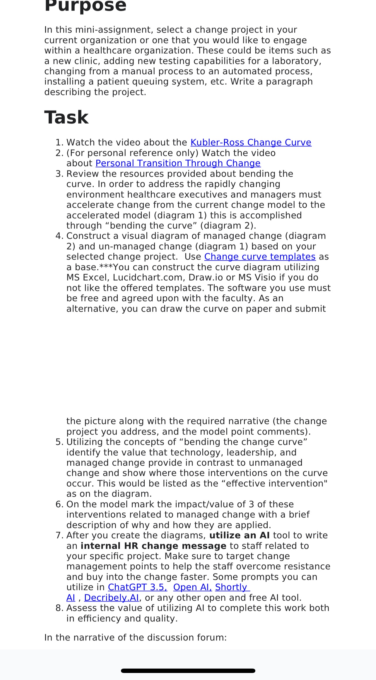 Purpose In this mini-assignment, select a change