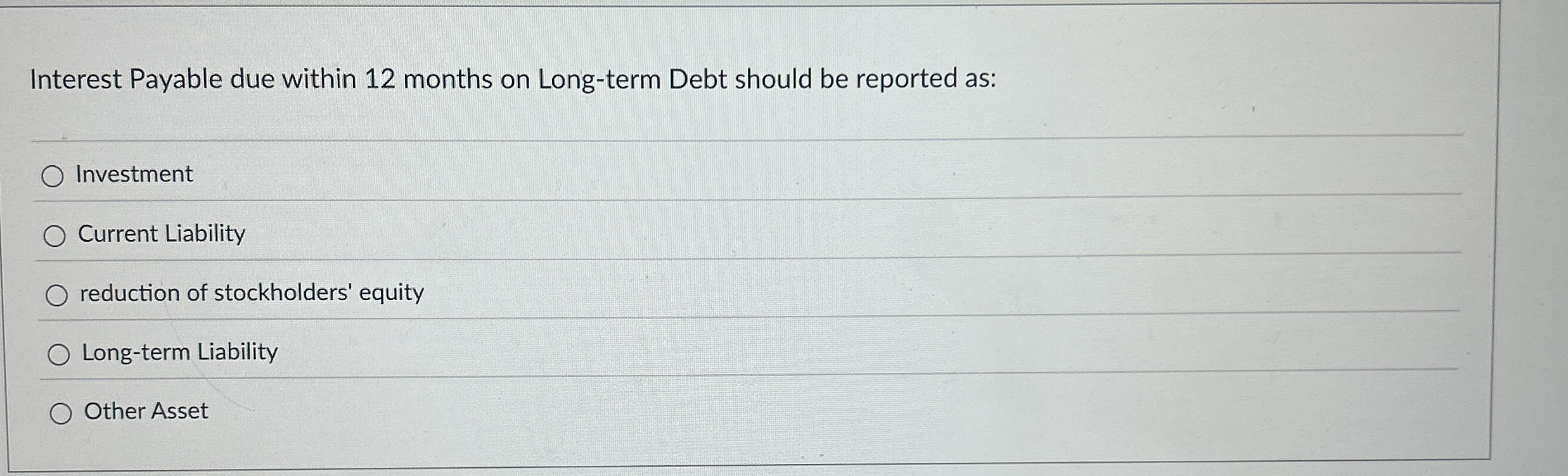 Interest Payable due within 1 2 months on Long -