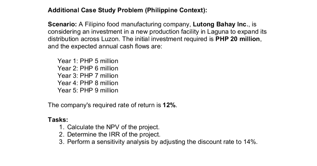 Additional Case Study Problem (Philippine
