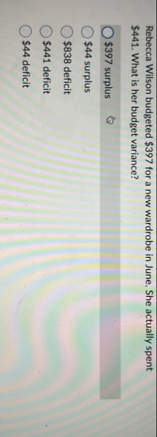 Rebecca Wilson budgeted $ 3 9 7 for a new