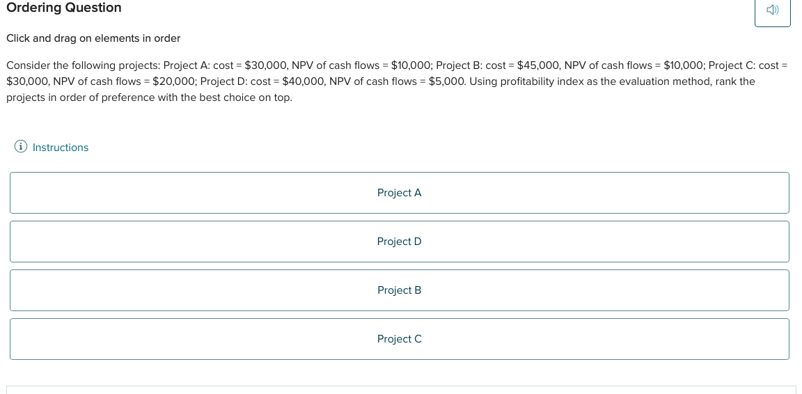 Using profitability index as the evaluation