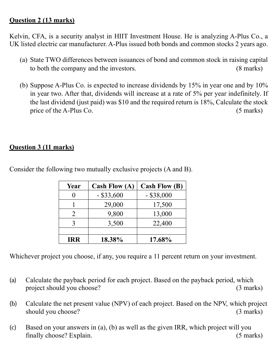 Question 2 (13 marks) Kelvin, CFA, is a security