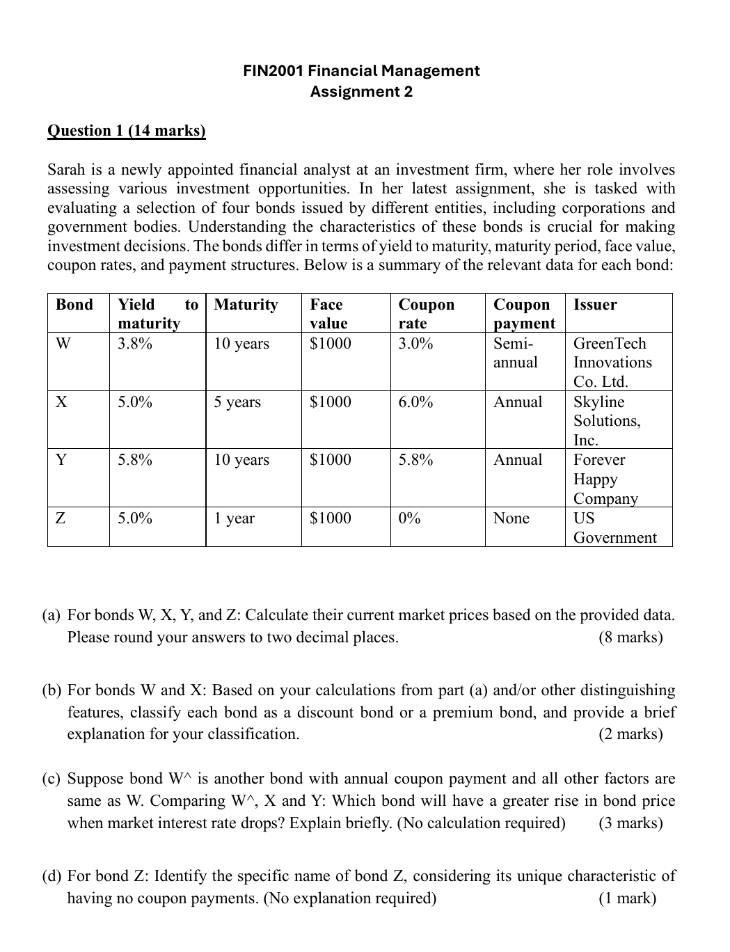 Question 2 (13 marks) Kelvin, CFA, is a security