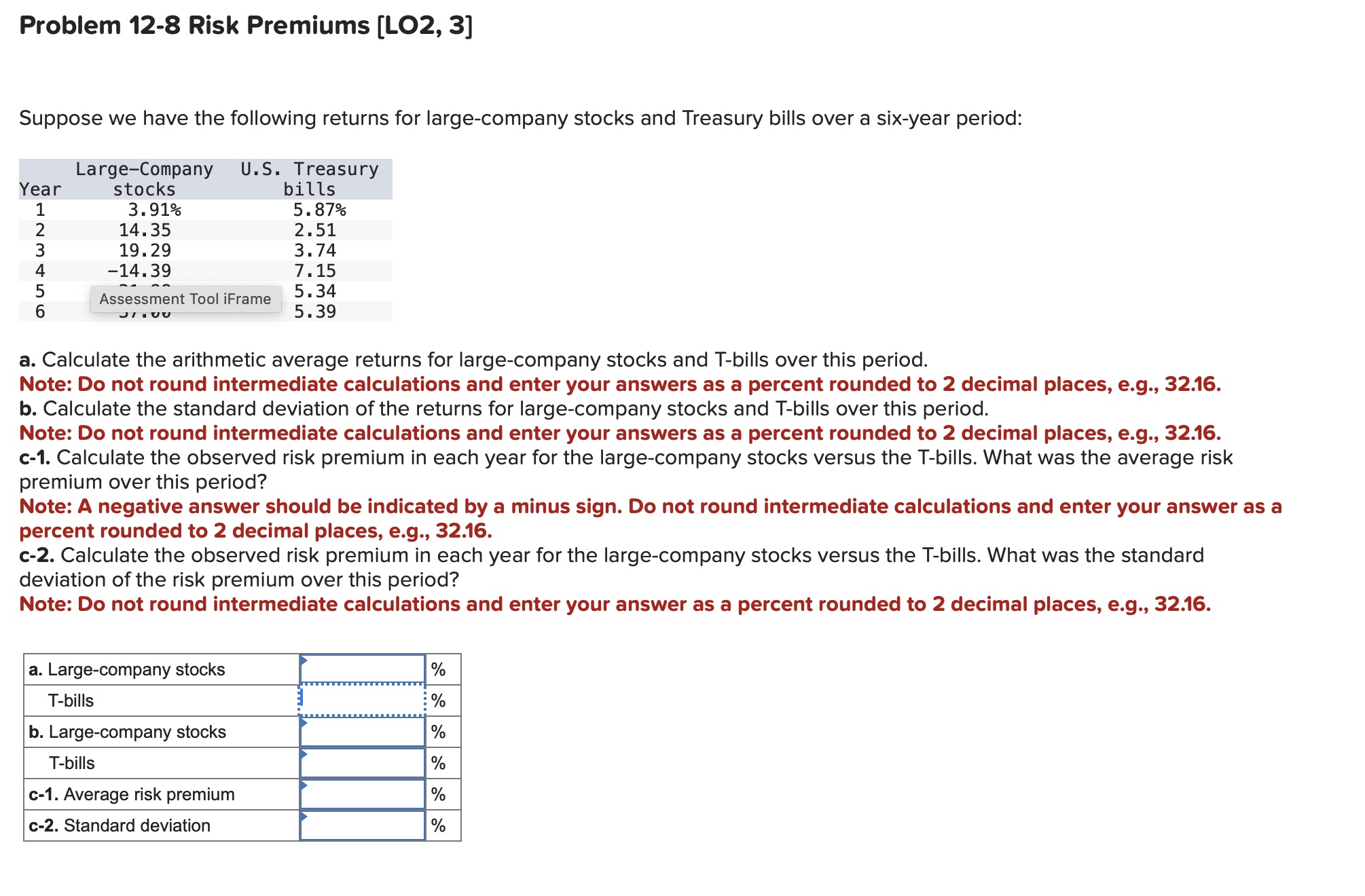 q 6 Problem 1 2 - 8 Risk Premiums [ LO 2 , 3 ]