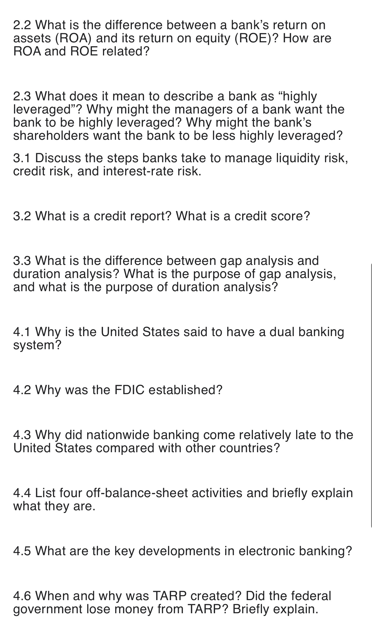 2.2 What is the difference between a bank's