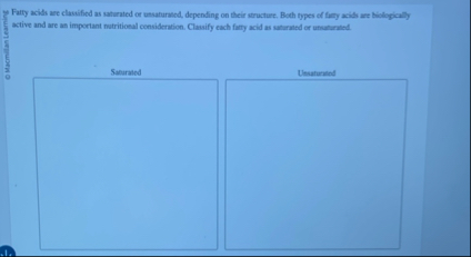 y Fatty acids are clasuified as saternted or