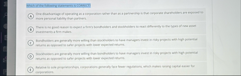 Which of the following statements in corpict One