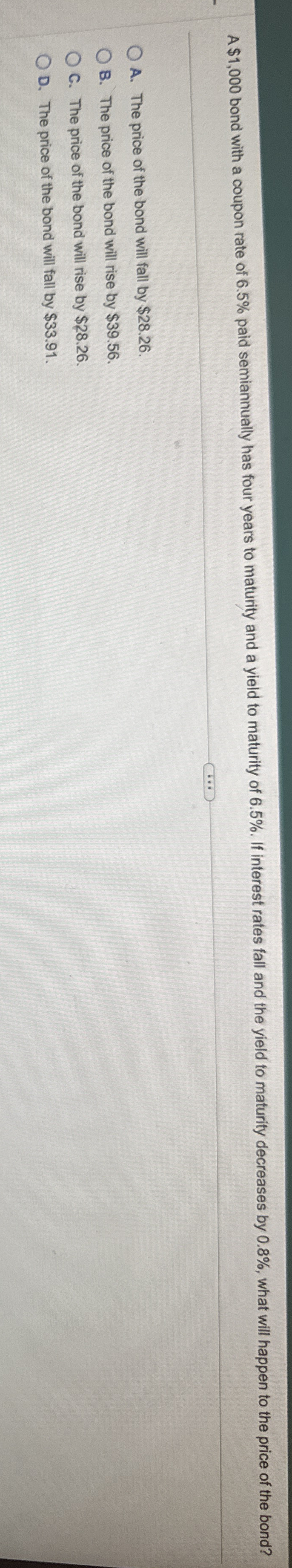 A $ 1 , 0 0 0 bond with a coupon rate of 6 . 5 %