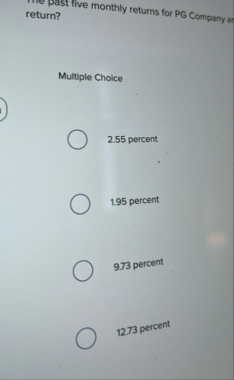 Past five monthly returns for PG Company a