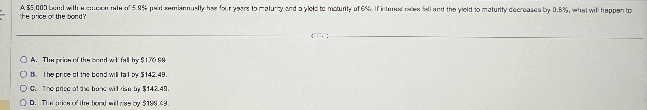A $ 5 , 0 0 0 bond with a coupon rate of 5 . 9 %